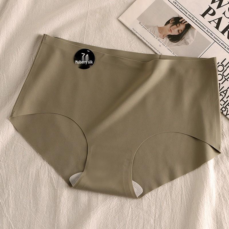 7A Mulberry Silk Mid-Waist Seamless Panties for Women - Comfortable Yoga and Fitness Briefs