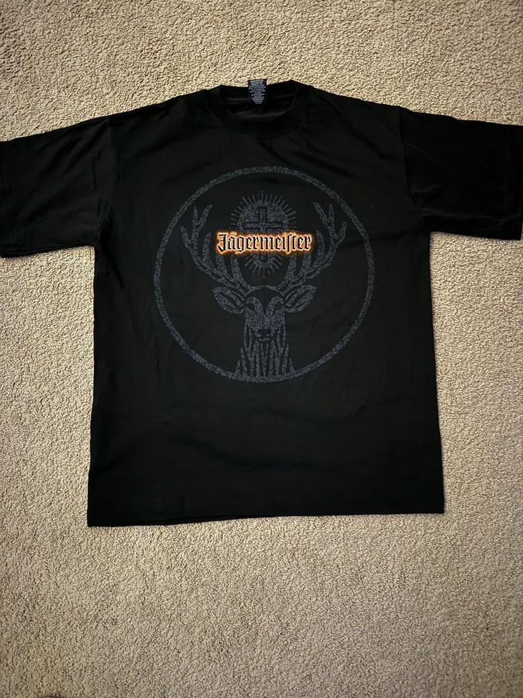 NOS Jagermeister Liquor T-shirt Mens Large Black Short Sleeve Stag Logo Alcohol