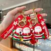 Cute Cartoon Christmas Snowman Rubber Keychain - Soft Pendant for Keys or Bags
