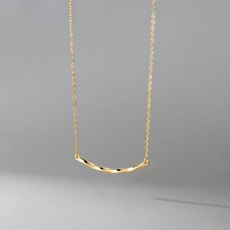 Sterling Silver Choker Twist Necklace for Women Fashion Elegant Charms Geometric Korean Chain Jewelry Accessories