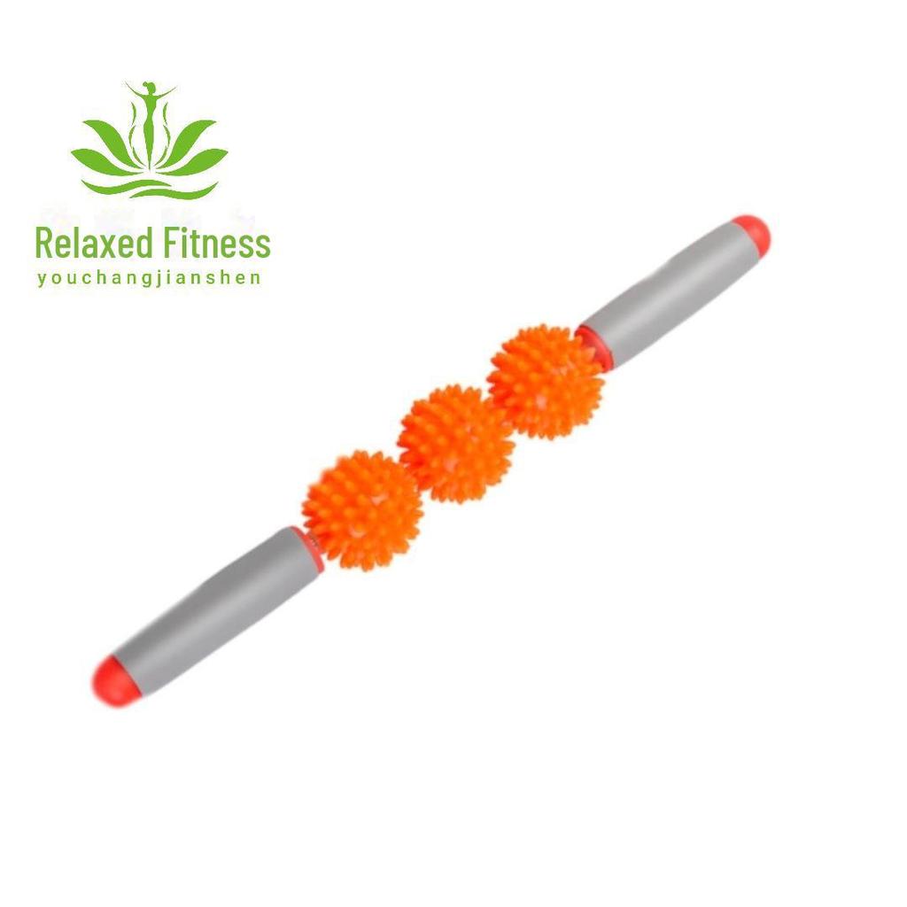 Массажный ролик «Ежик»: Йога-фитнес-палка с шипами для расслабления мышц (Варианты с 3 или 5 мячами)