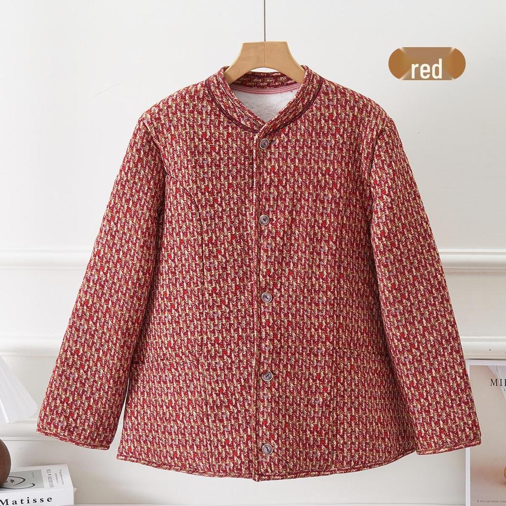 Легкая зимняя хлопковая куртка для бабушки - Теплое, короткое, стеганое пальто для мамы