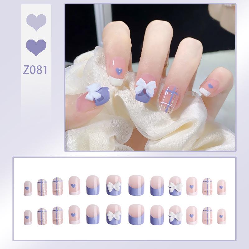 24 шт. носимые ногти поп-блестки Aurora Butterfly Blush накладные ногти для дизайна ногтей с набором для установки