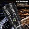 3000000LM High Power LED Flashlight 4500mah Built-in Battery Torch Ultra Bright Telescopic Zoom Powerful Lantern with Tail Light