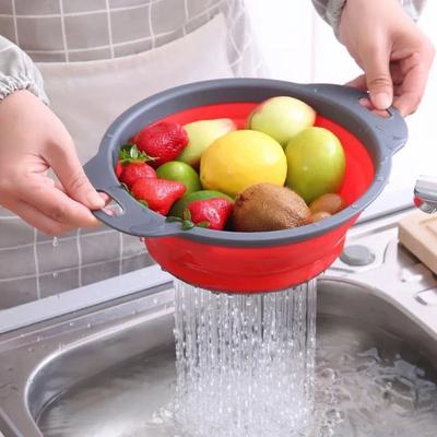 Силиконовая складная сливная корзина, корзина для мытья фруктов и овощей, складное сито, дуршлаг, складная сушилка, кухонный инструмент для хранения