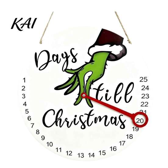 Holiday Interactive Countdown Christmas Calendar, Reusable Days Until Door Hanging Sign, Tree Date Tracker Vintage Round Wreath Hanger for Wall Decor
