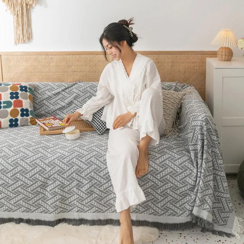 Чехол для дивана в богемном стиле для сдаваемой в аренду недвижимости Four Seasons, ткань с волнистым узором