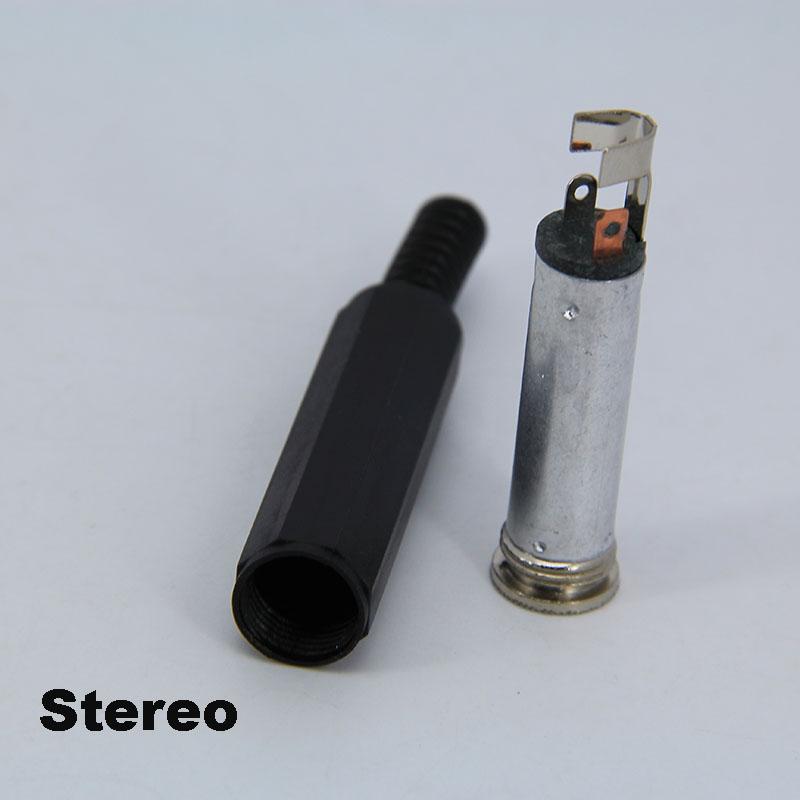 2pole 3pole 6.35mm 6.5mm Audio Male Female Mono Stereo Solder Connector Plug Socket Gold Plated Metal Amplifier Mic Converter