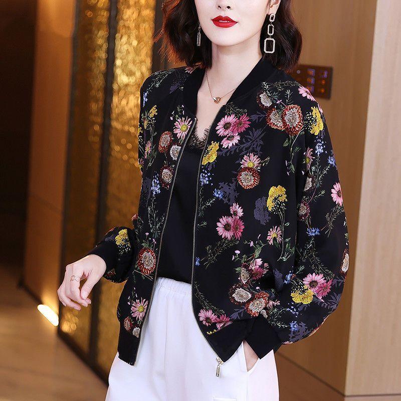 Sun Protection Clothing Color Baseball Uniform Jacket Cardigan Spring and Summer Short Coats Jacket Women's Chiffon Top