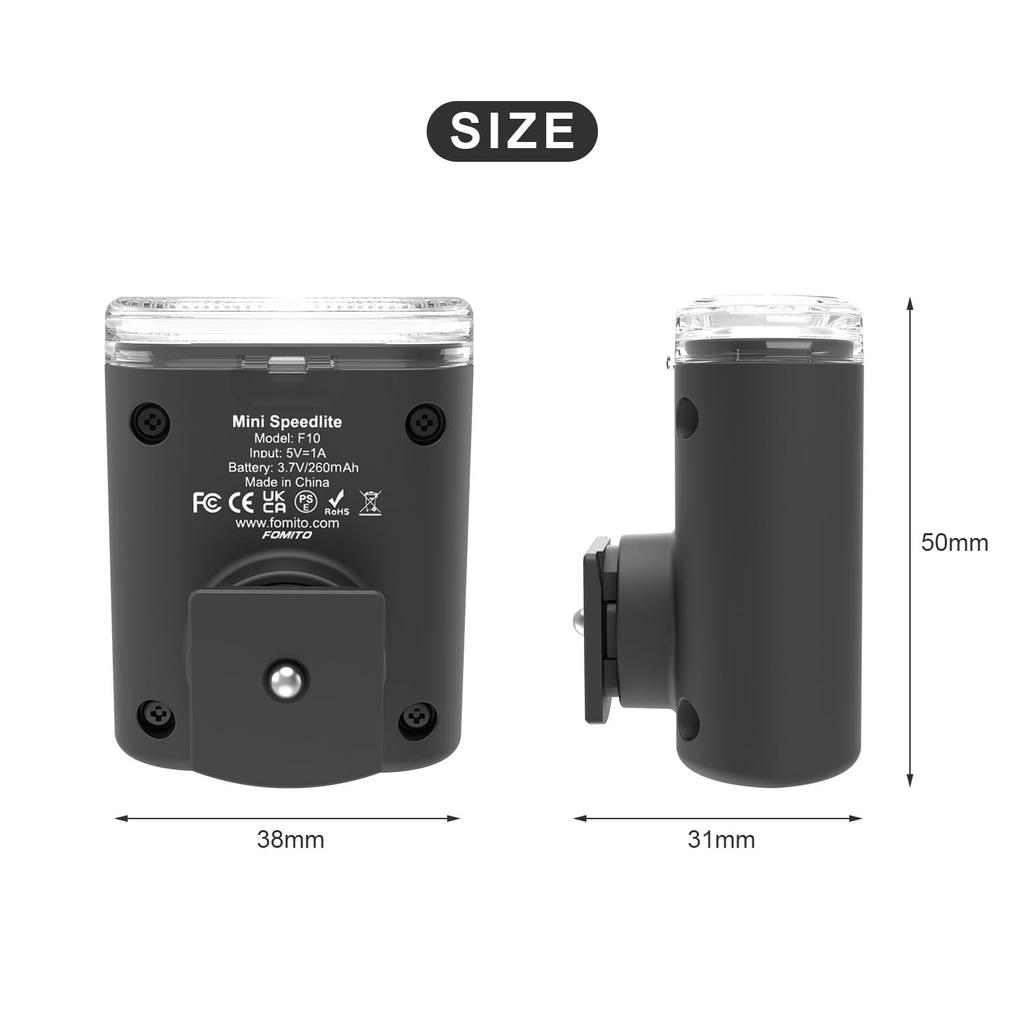 Вспышка FOMITO для камеры Мини-вспышка Speedlite GN12 Вспышка-стробоскоп Speedlite с универсальным одноконтактным стандартным креплением «горячий башмак» (Серый-5см)