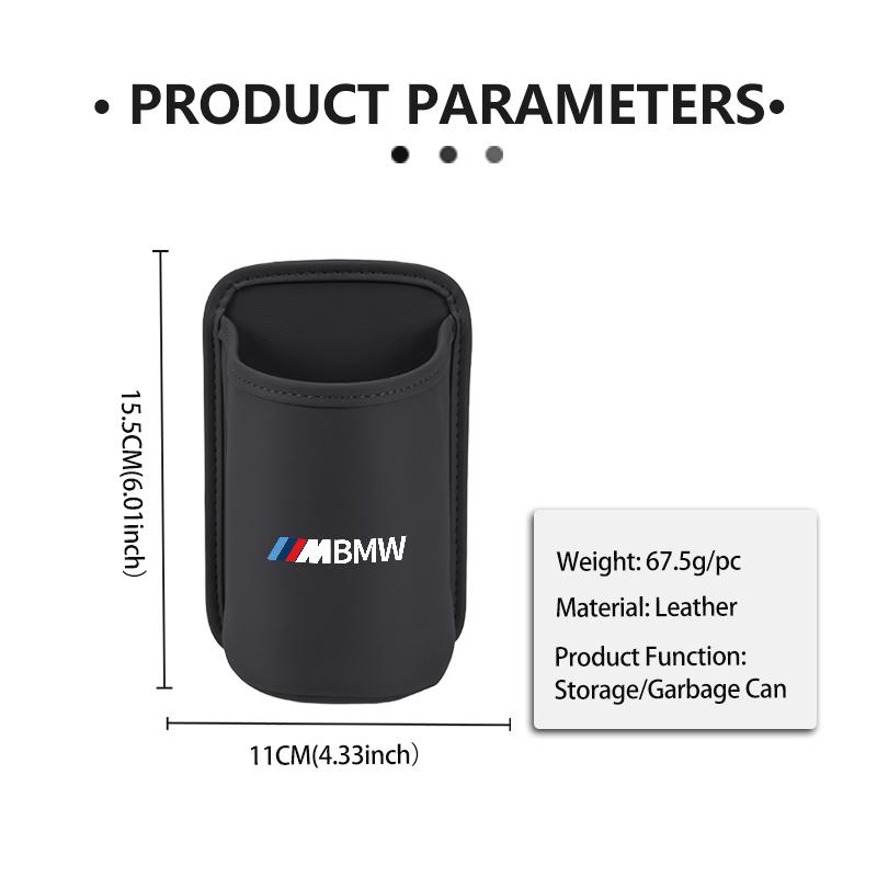 Car Leather Cup Holder Hang Drink Storage Box Accessories For BMW Performance M E87 E30 E46 E28 F35 G20 E93 F20 X3 X WS4