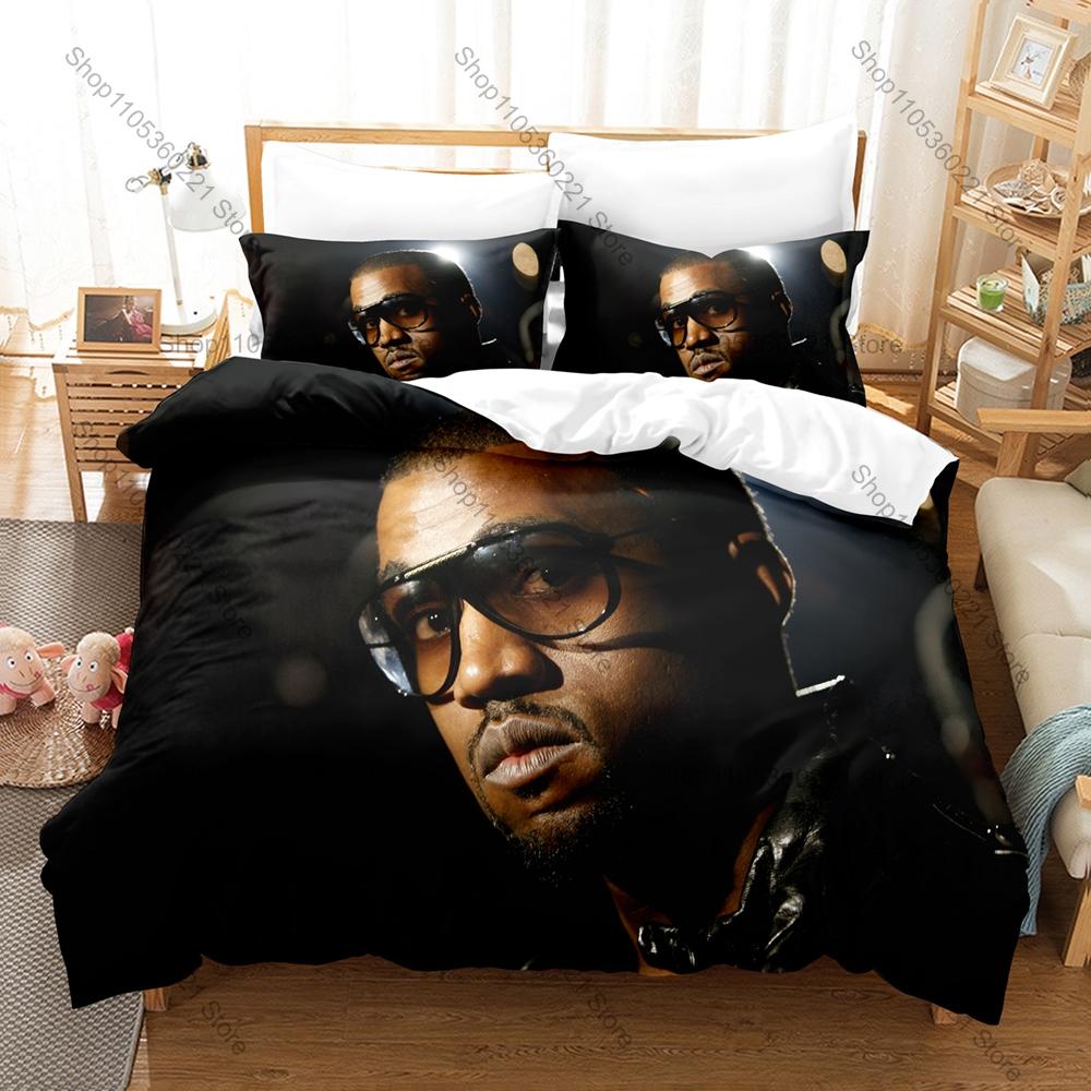 Легендарный хип-хоп-рэпер Йе Канье Уэст Медведь Graduation Donda Yeezus Коллаж из альбомов Комплект постельного белья 1 пододеяльник + 2 наволочки
