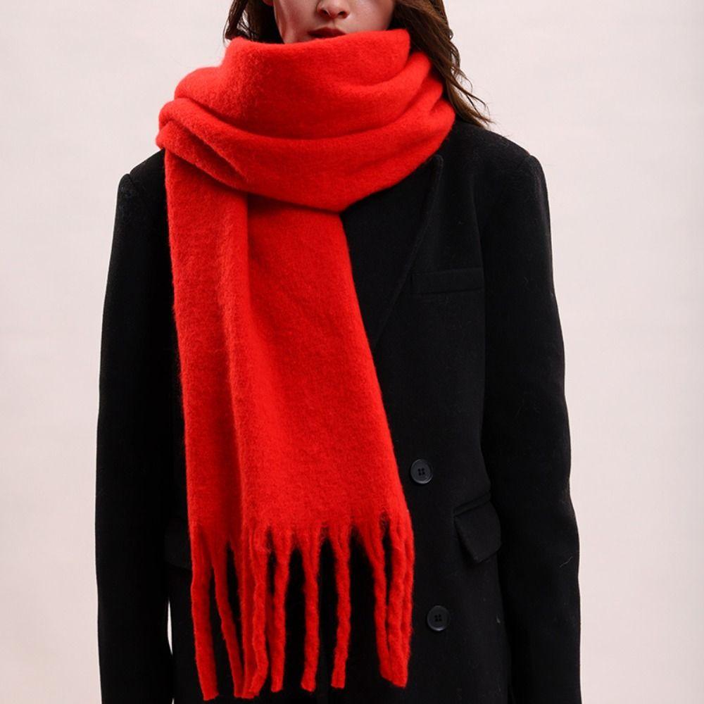 Mohair Winter Wool Scarf Plush Long Shawl Retro Winter Cashmere Scarves Girl
