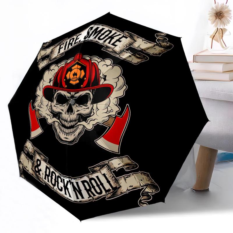 Fire Department Courage Outdoor Automatic Umbrella Retractable Design with 8-Rib Durability Lightweight Perfect Gift for Friends Family