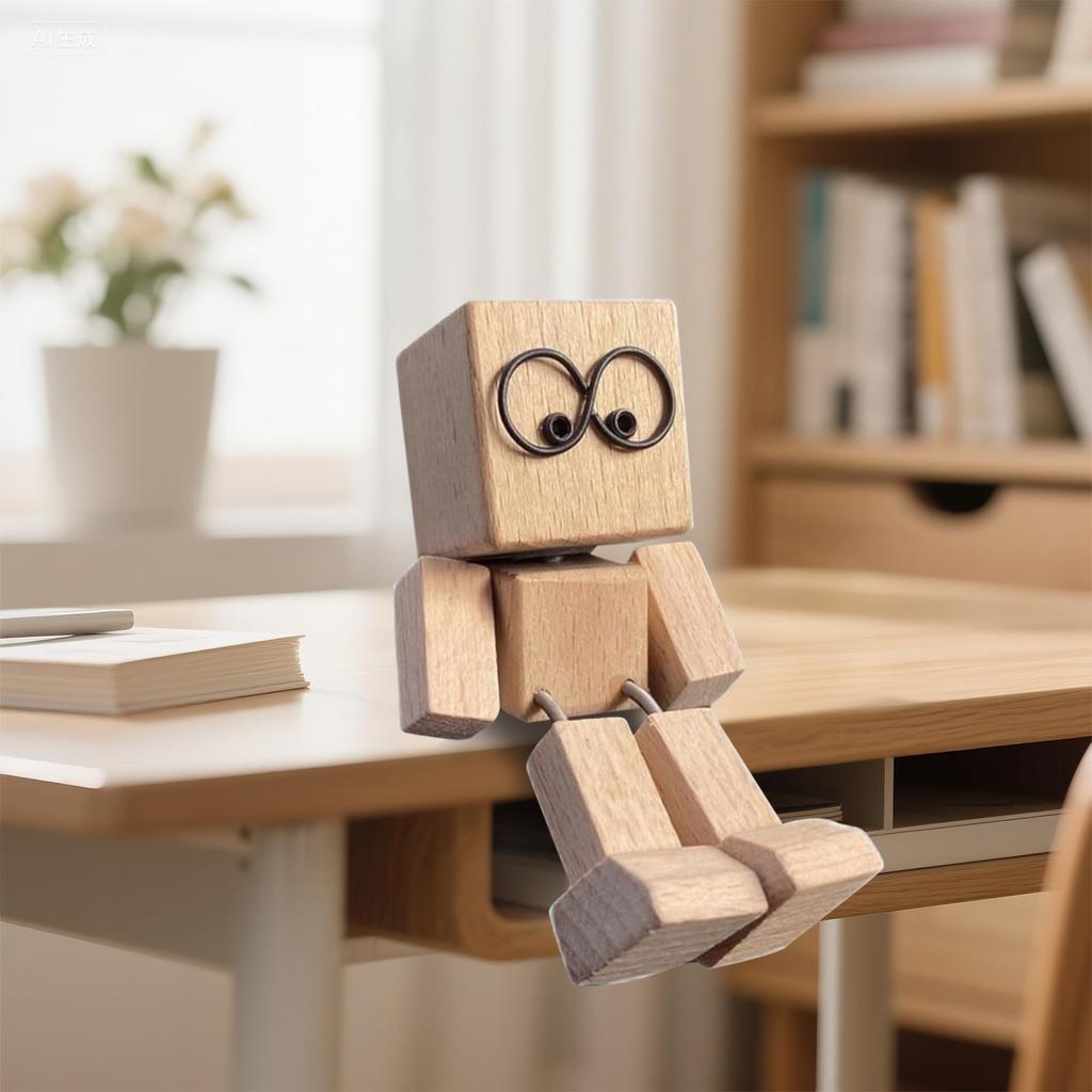 Дрожащая деревянная статуэтка человека Ручная работа Дрожащие ноги Деревянная кукла для дома