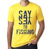 Мужская винтажная футболка Футболка с рисунком Say Yes to Fishing Yellow