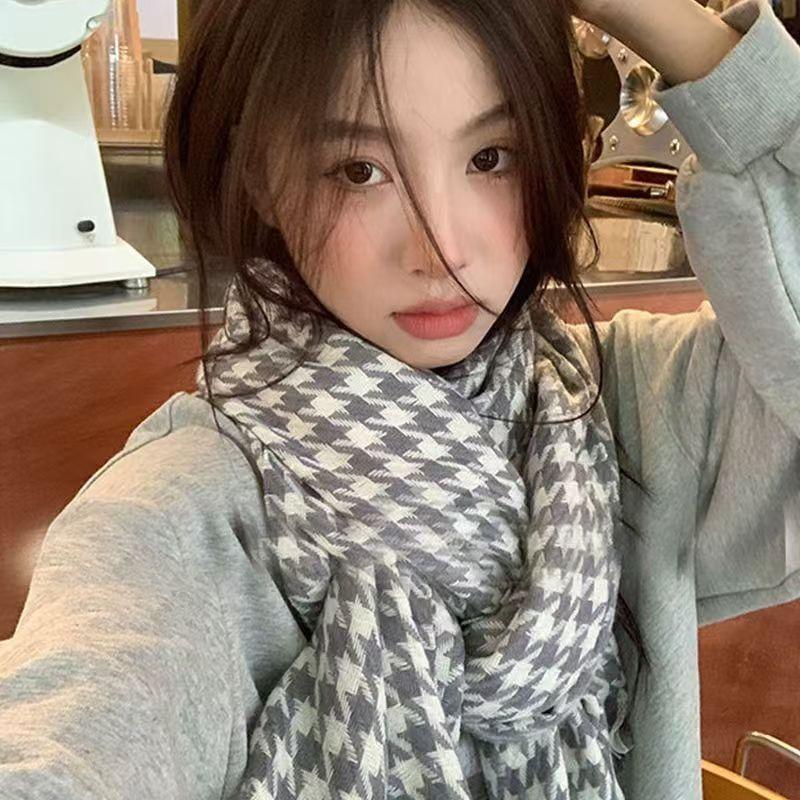 Harbin Tourism Blue Scarf Women's Autumn and Winter Atmosphere Advanced Warm Equipment Northeast Wear Scarf
