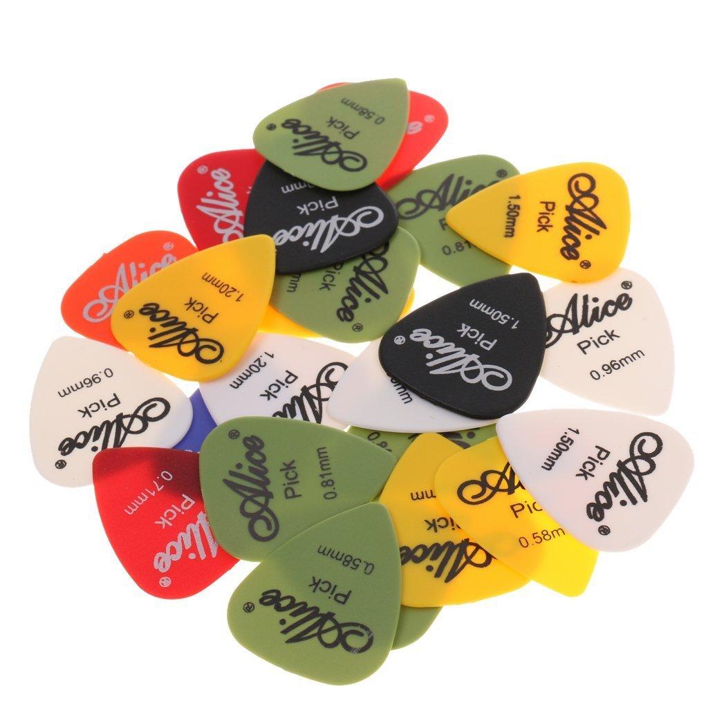 Yammy Plastic 24 Pieces Bass Guitar Picks Various Thickness Colorful Storage Box Included