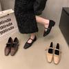 Temperament Pointed Mary Jane Shoes Women's Autumn 2025 New Splicing One-word Buckle with Shallow Mouth Single Shoes