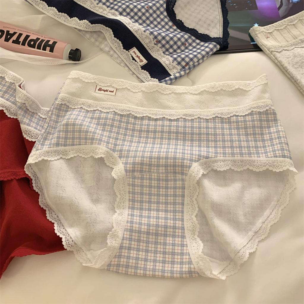 Women's Spring and Autumn Vintage Cotton Non Hip 10A Antibacterial Crotch Panties