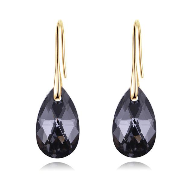 Classic Korean Pear-shaped Drop Earrings Crystals Jewelry for Women Silver Color Big Pendant