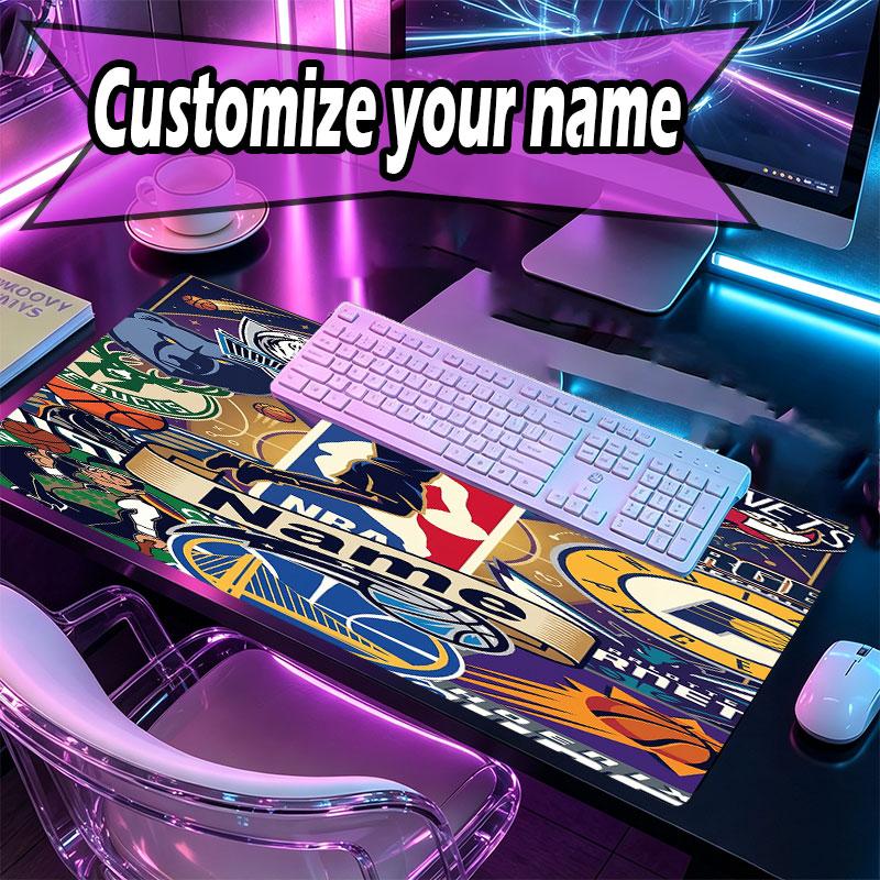Custom Name Personalized NBA Pattern Mousepad, Laptop PC Desk Mat, Decorative Desk Mat for Home Keyboard Pad Gift