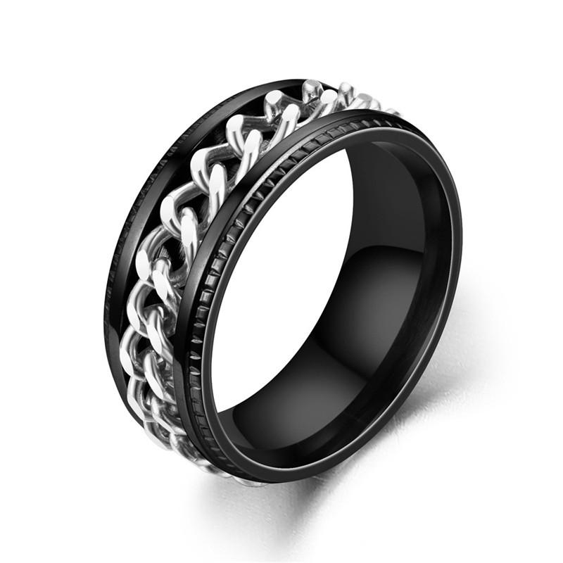 Cool Roman Numerals Rotating Stainless Steel Chain Multifunction Anti Stress Ring for Men Women Anxiety Relief Jewelry Punk Gift