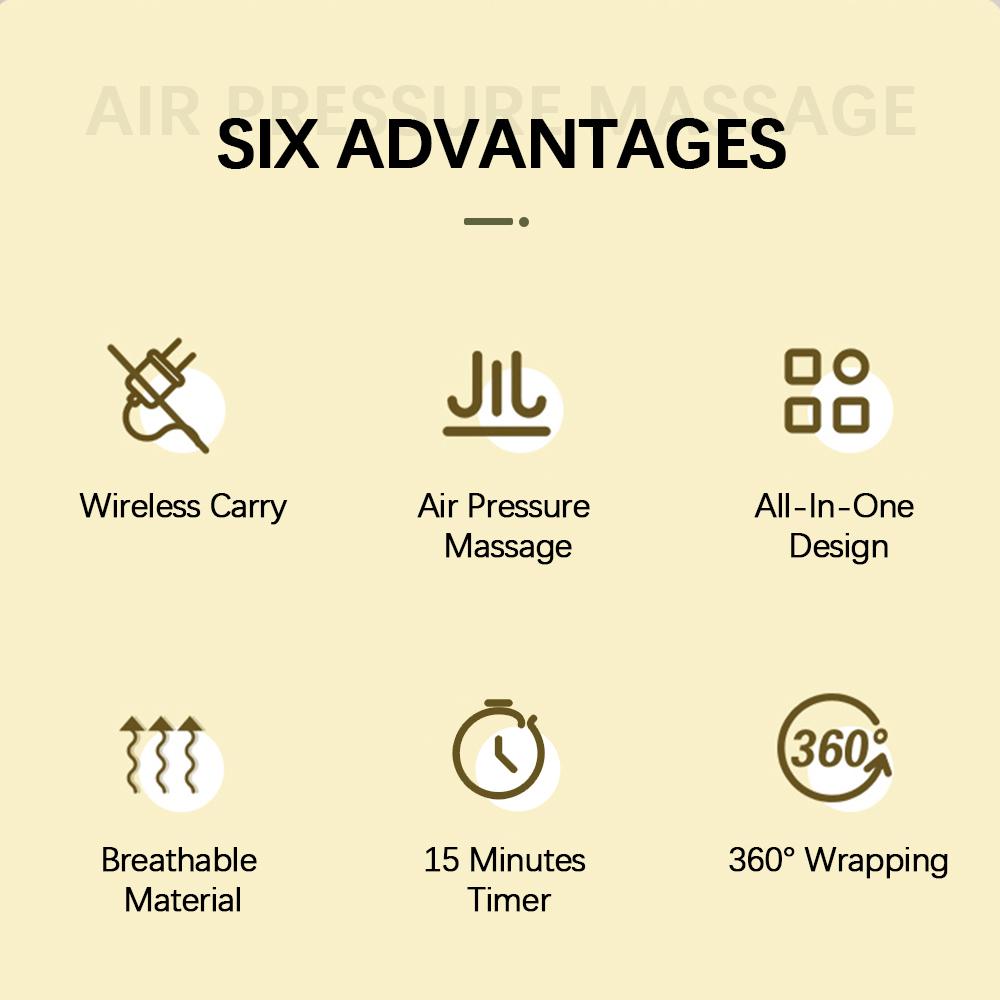 Электрический массажер для голеней с воздушным давлением, 3 режима, компрессия подушек безопасности, беспроводной массаж ног, расслабление мышц голени, кровообращение