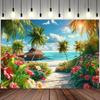 2D Гавайский Бунгало Пляжный Фон Тропический Цветок Фотофон