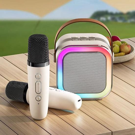 Мини-караоке-машина с микрофоном, совместимая с Bluetooth, 5 звуковыми эффектами, мощный компактный портативный комплект колонок для караоке