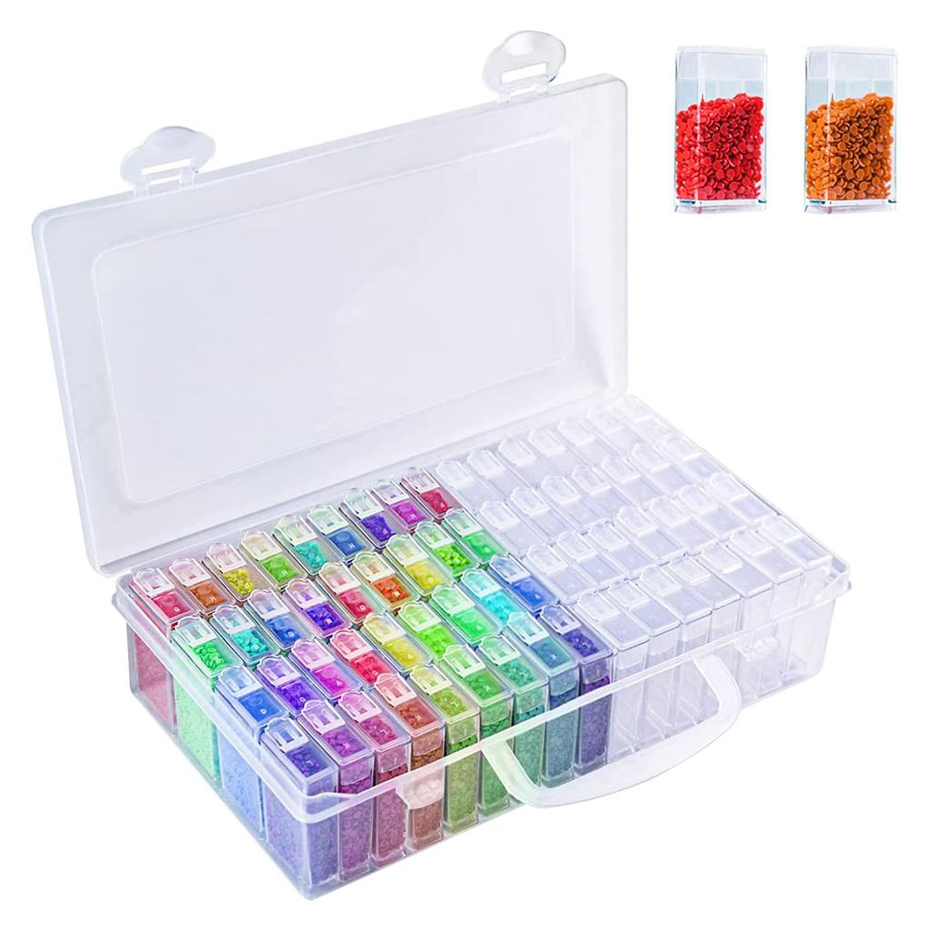 DFsucces Bead Container, 64-Piece Small Item Case, Bead Case, Diamond Art Tool, Refillable Container, Small Bead Storage