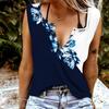 Women Tanks Sexy V Neck Sleeveless Summer Tops Vest 3D Blooming Flowers Print Cool Lightweight Tops