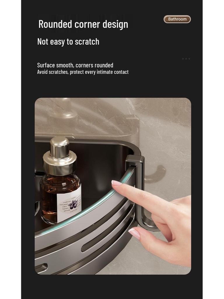 Gunmetal Punch-Free Space Aluminum Corner Bathroom Shelf