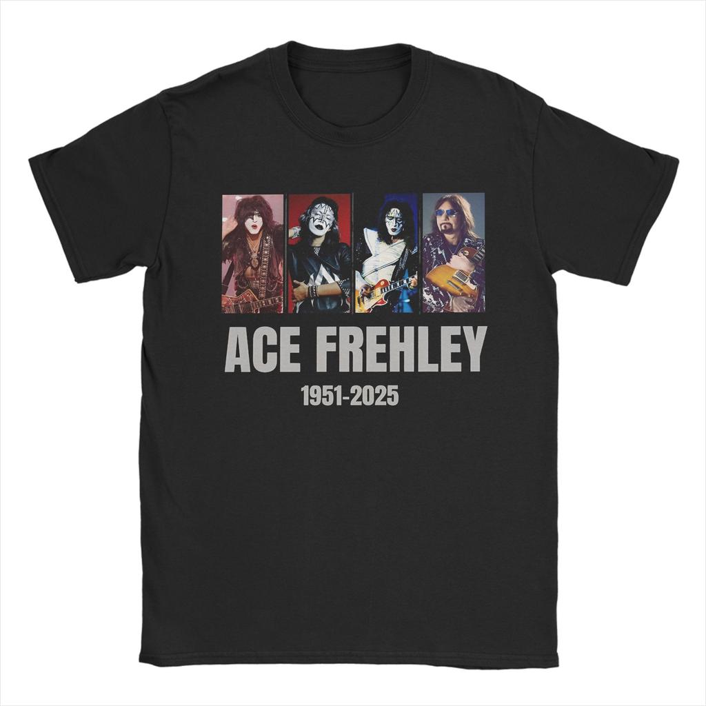 Rip Ace Frehley Космонавт 1951-2025 группа kiss Одежда Мужчины Женщины Футболка 100% Хлопок Футболка Новое Поступление Футболка Одежда