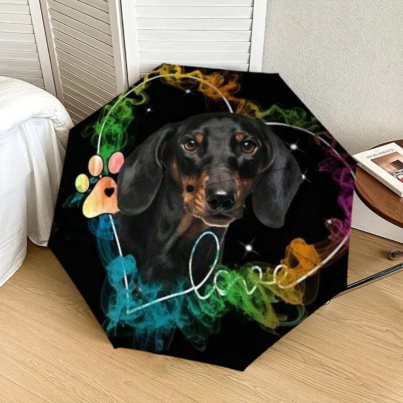 1pc Dachshund Love Heart Umbrella with Plastic Handle,Suitable for All Seasons Home Travel Outdoor UmbrellaDD1748