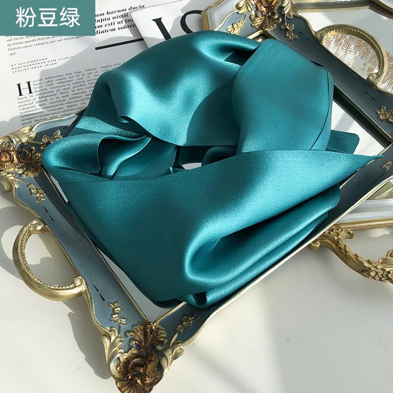 Two In Hand! Hangzhou Silk Solid Color Mulberry Silk Scarf Double-Layer Double-Sided Thin And Narrow Long Streamer Scarf Decorative Scarf