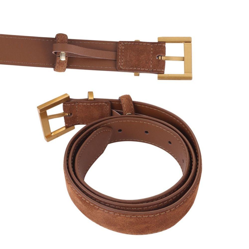 Модный замшевый кожаный ремень Повседневный ремень с пряжкой-штифтом Ретро матовый ремень из коровьей кожи Подарки