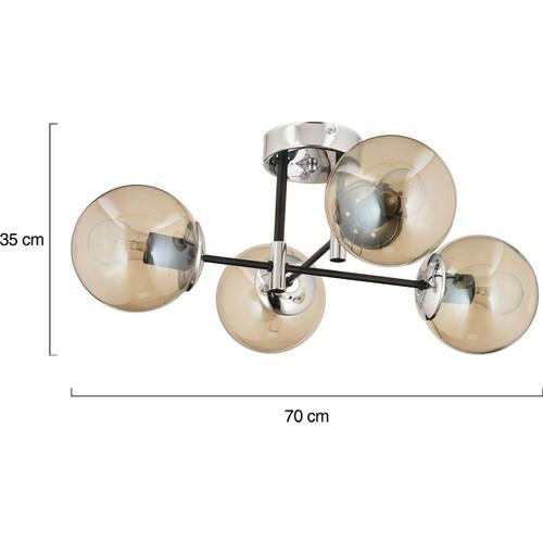 Apliqa Maral 4 Люстра из черного хромированного медового стекла