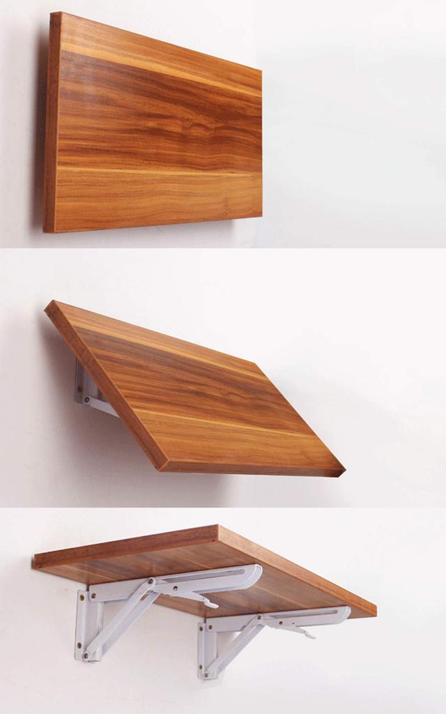 BESTU Folding Shelf Brackets, L-Shaped, 80kg Load Capacity, DIY, Architectural Hardware, 25cm X 10cm, White, Set of 2