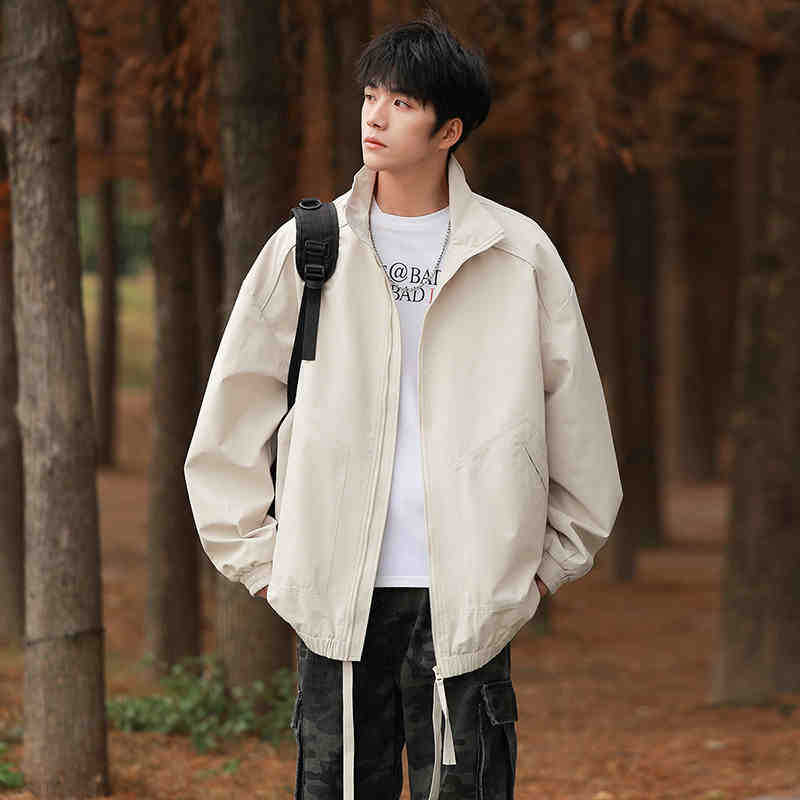 Американская куртка Куртка для мужской весны и осени Новая свободная куртка повседневная рабочая куртка с воротником-стойкой