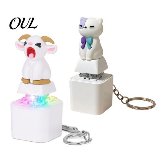 Finger Clicker with Light Sound 1/2Pcs Animal Keyboard Fidget Keychain, Rechargeable Goat Cat Toy LED Sound, Push Button Decompression Portable