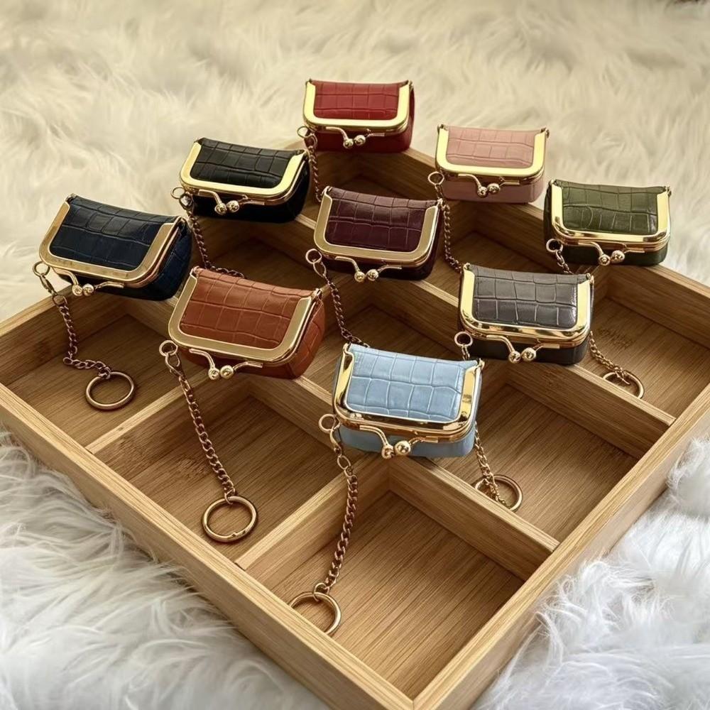 Detachable Chain Jewelry Storage Pouch Portable Keychain Change Wallet Kiss Lock Coin Purse Gift