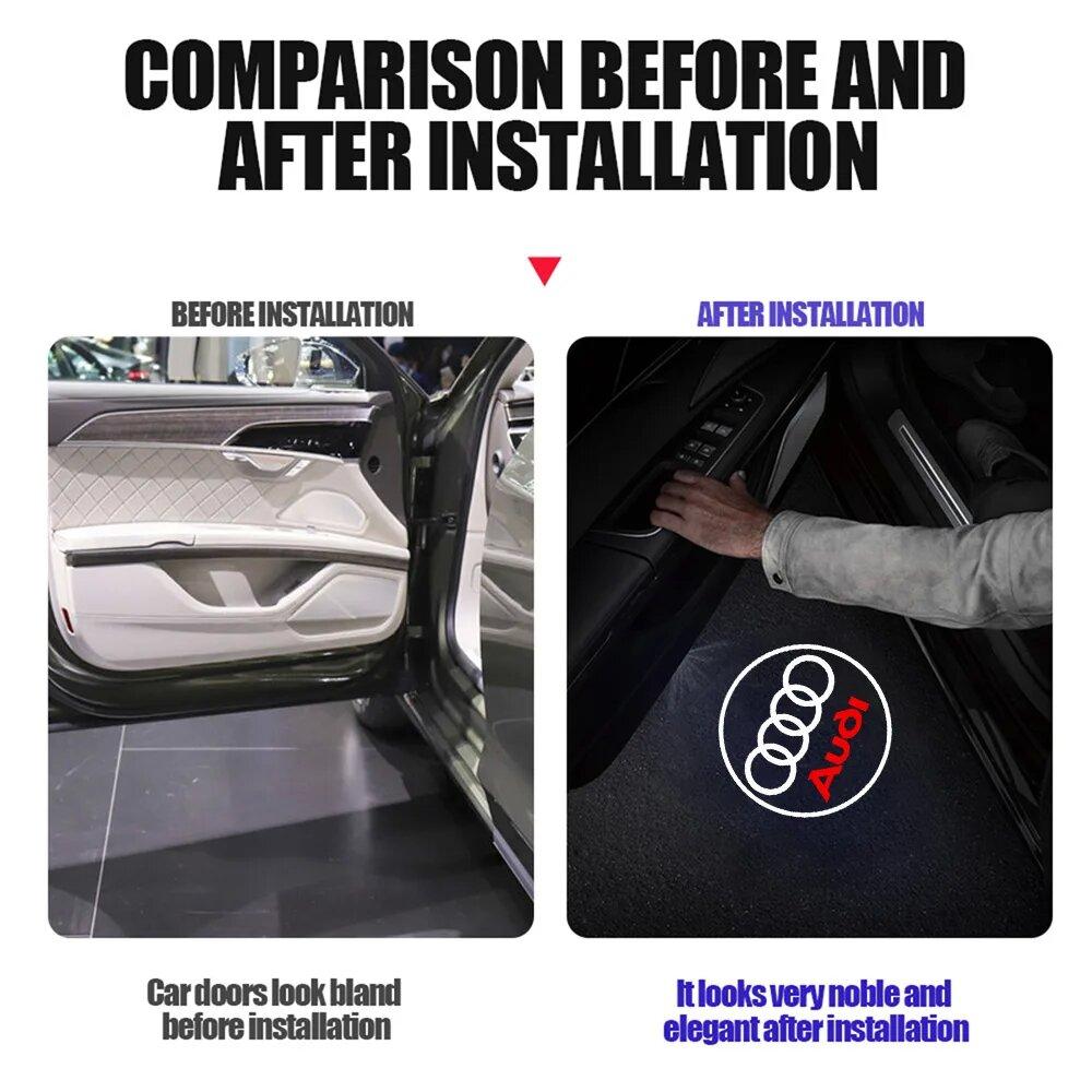 CCCCC---2pcs Led Car Door Welcome Light Logo Projector Laser For Audi A1 A3 A4 A5 A6 B5 B6 B7 B8 C5 C6 C7 A7 A8 Q3 Q5 8V