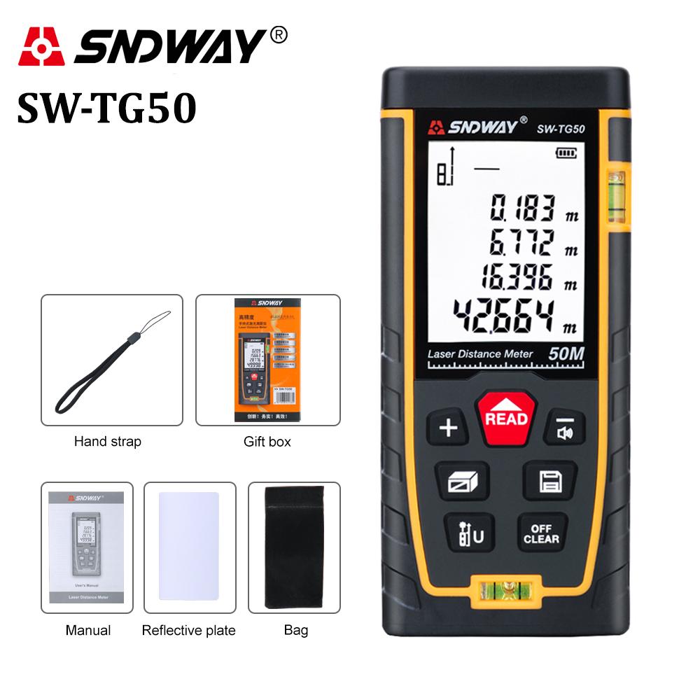 SNDWAY laser distance meter 40M 60M 80M 100M rangefinder trena laser tape range finder build measure device ruler test tool