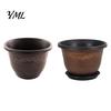 Large Succulent Containers Resin Flower Planters, Vintage Plant Pot with Drainage Hole & Saucer, Lightweight Indoor Outdoor for Outdoor, Retro