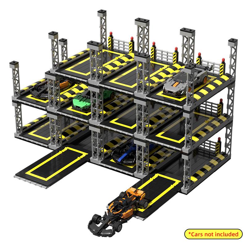 Building Blocks Parking Lot Assembly Toy, DIY Car Garage Display Stand Model Kit for Kids Adults Gift Collection