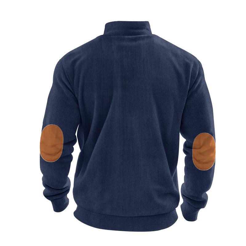 Men S Half Zip Corduroy Stand Collar Long Sleeve Casual Sweatshirt