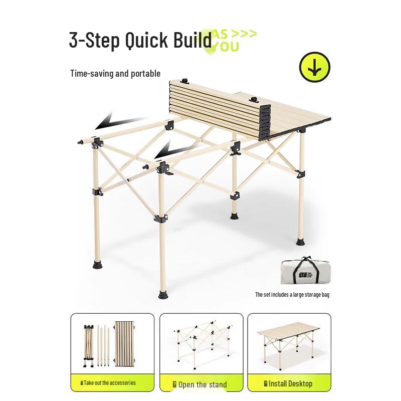 Tan Portable Outdoor Chair and Table Set