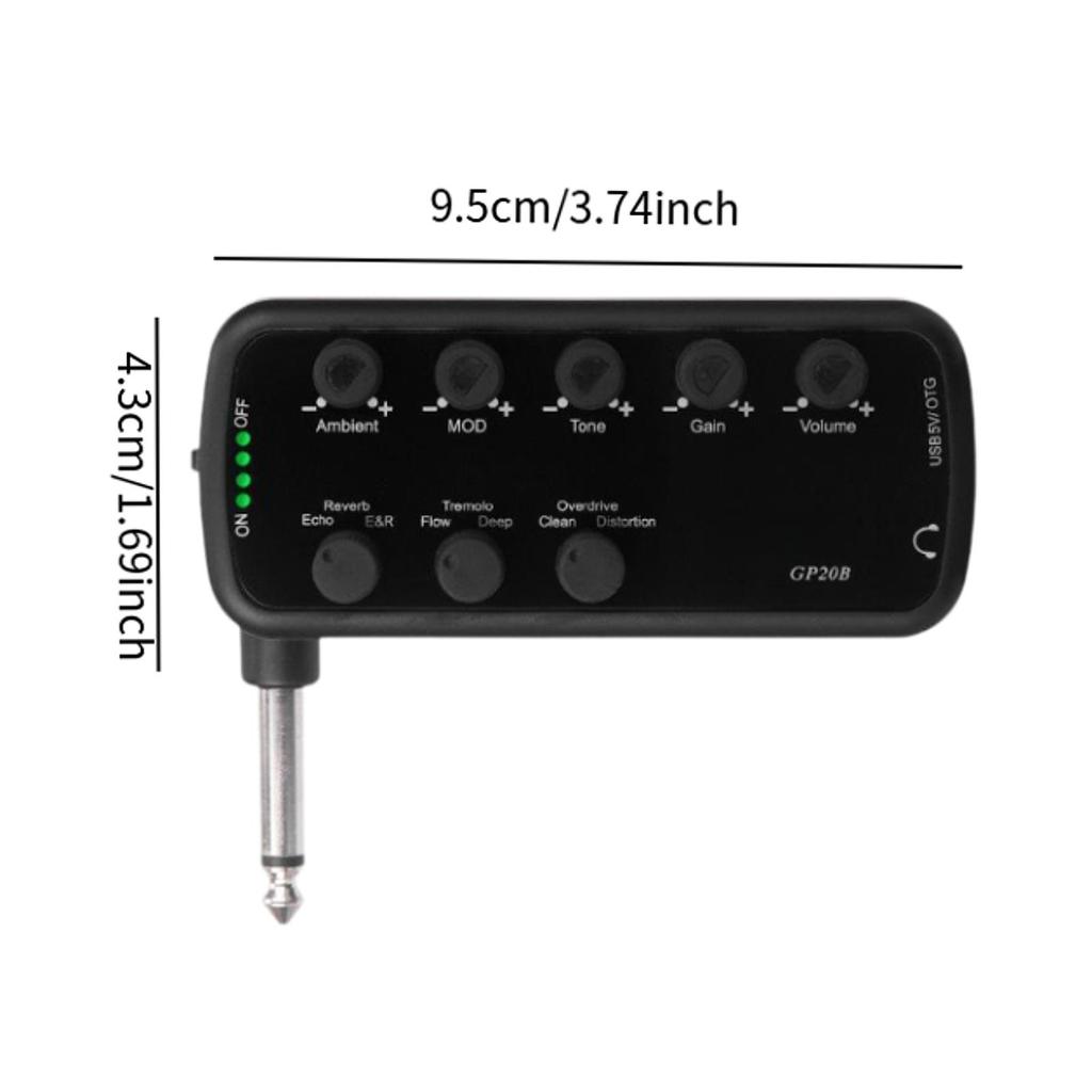 Plug Play Guitar Amplifier Built-in 3 Effects Amp for Electric Guitar USB Rechargeable for Live Performance Recording