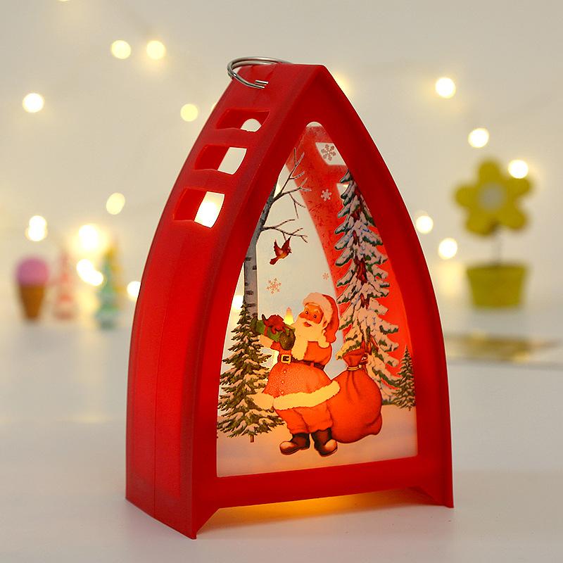 Christmas Lantern Old Man Snowman Elk Retro Hanging Candle Holder Xmas Tree Decoration New Year 2024 Gift Home Decoration